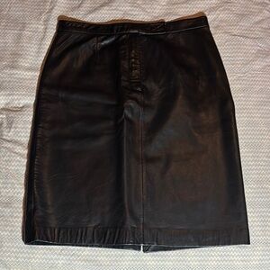 Siena Studio Black Leather Skirt with Slit